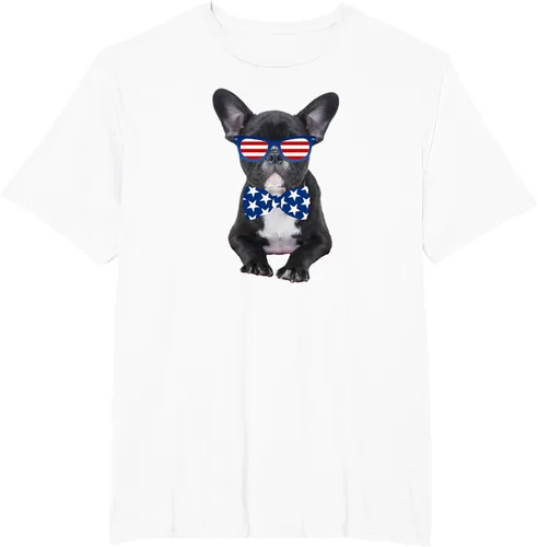 Vista 11 de Funny French Bulldog 4th de julio de Patriótico EE. UU. playera, niños 10, Blanco