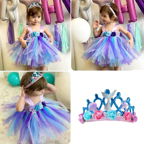 Vista 3 de Baby Girl CostumeToddler Girls Tulle Dress Pink Tutu Skirt Princess Birthday Sundress with Headband