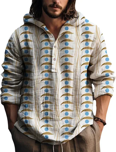 Vista 20 de Sudadera con capucha para hombre, con estampado azteca de otoño, de gran tamaño, manga larga, casual, con capucha