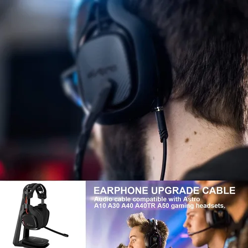 Vista 7 de Cable de repuesto de auriculares de 2M de 6.5 pies con control de volumen para Astro A10/A30/A40/A50, cable de auriculares para PS5/PS4/Xbox Series