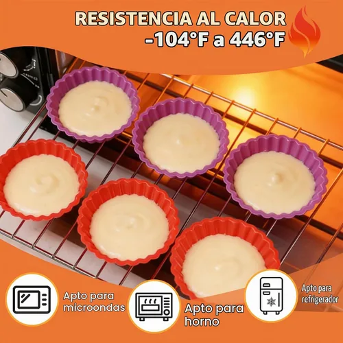 Vista 8 de FUNBAKY Molde de silicona para quiche, mini molde antiadherente redondo de silicona para tartas y tartas, 10 paquetes