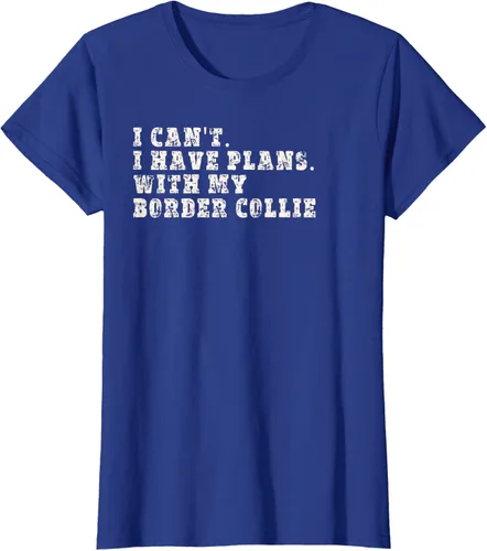 Vista 8 de Camiseta divertida con texto en inglés "I Can't I Have Plans With My Border Collie", Negro