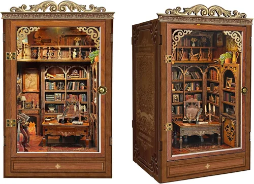 Vista 9 de Rompecabezas de madera 3D de bricolaje con rueda de ferrita, kit de casa de muñecas de bricolaje, modelo de construcción de circo