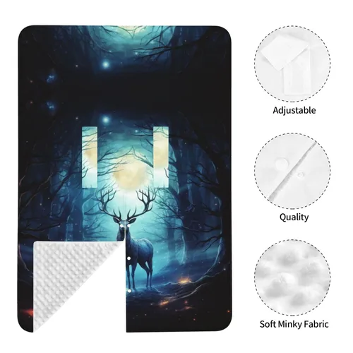 Vista 7 de Baby Car Seat Canopy Cover for Mom, Soft Breathable Nursing Breastfeeding Covers Multi Use Stroller Sun Shade Newborn Shower Gift，Moonlight Deer