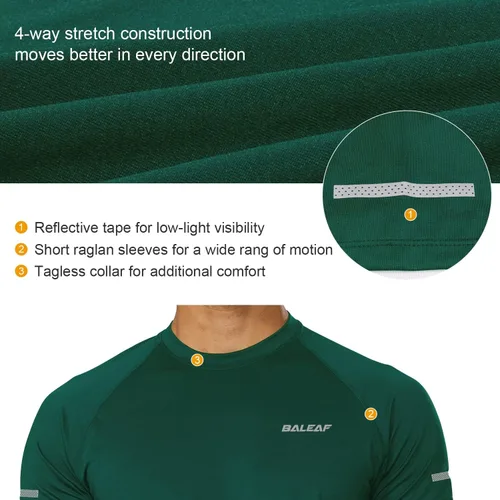 Vista 4 de Baleaf Camisetas de correr para hombre, de manga corta, atléticas, de secado rápido