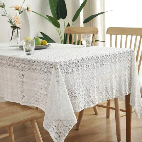 Vista 6 de AMZALI Classic Collection - Mantel de encaje de ganchillo de algodón, a prueba de polvo, para mesa de bufé, cena de vacaciones, fiesta, banquete