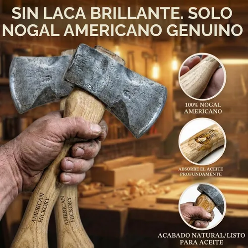Vista 6 de Paquete de 2 piezas de repuesto de mango de hacha de nogal americano para ejes de 14 pulgadas que utilizan cabezales de 1-1/4 libras con cuñas