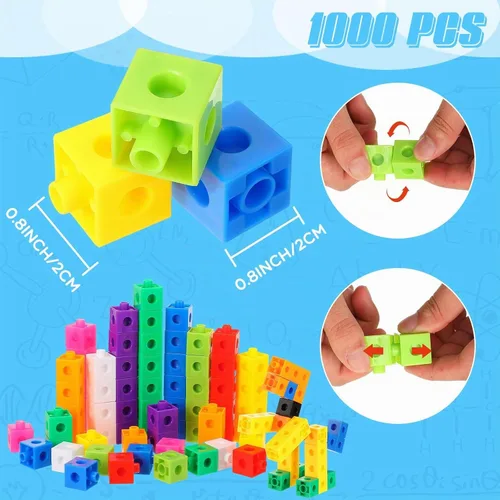Vista 2 de Jenaai 1000 unidades de bloques de matemáticas para niños, estilo clásico