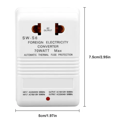 Vista 5 de Convertidor de voltaje, transformador de voltaje de potencia 70W 70W 110V/120V a 220V/240V 55-60HZ