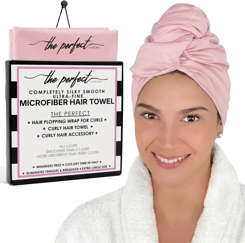Vista 11 de Envoltorio de toalla de microfibra para el cabello para mujeres - Regalo y viaje - Suave como la seda - Cabello rizado, ondulado, liso para chicas