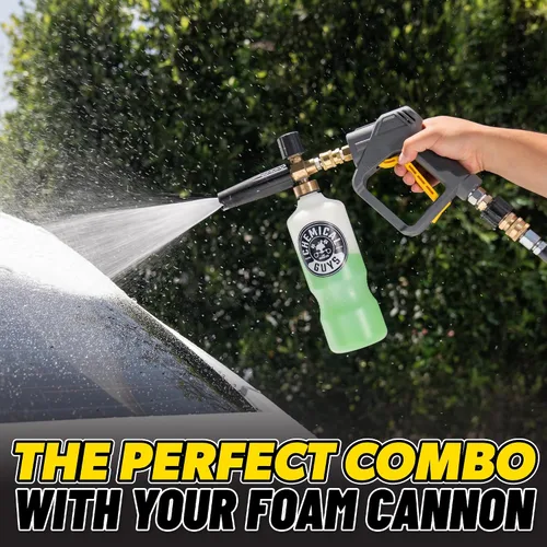 Vista 2 de Chemical Guys Snubby Pistola de lavado a presión con accesorio de cañón de espuma, mango corto para hidrolimpiadoras de gas y eléctricas, rociador