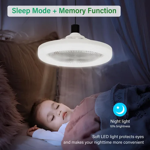Vista 2 de Ventiladores de techo con luces y control remoto, luz de ventilador de techo de perfil bajo sin aspas, base E26 inalámbrica, para dormitorio, sala