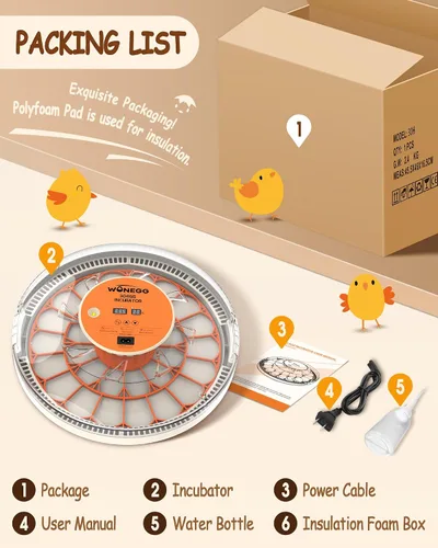 Vista 7 de Incubadoras para incubar huevos con giro automático de huevos, control automático de temperatura, pantalla de humedad, vela LED de huevos