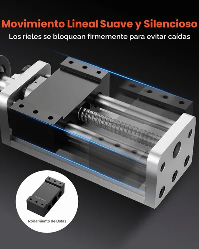 Vista 4 de VEVOR Actuador de etapa lineal, carrera efectiva de 100 mm, guía de movimiento lineal CNC de husillo de bolas, eje óptico doble, C7 de alta