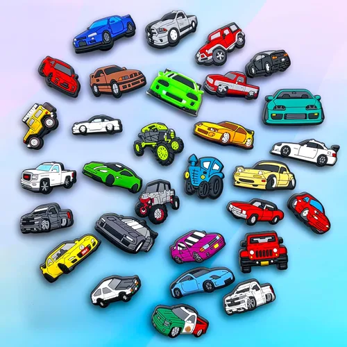 Vista 4 de Fohiahfce 30 dijes de automóvil para decoración de zapatos, sandalias de carrera, accesorios para adultos, hombres, niños, regalos de fiesta, Metal