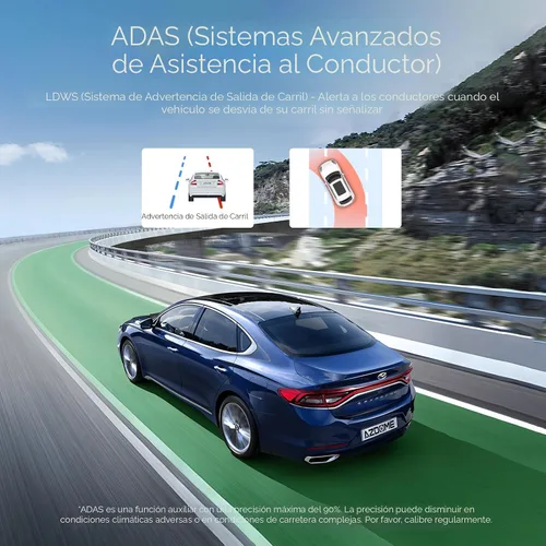 Vista 3 de AZDOME M01 Dual Dash Cam frontal y trasera con tarjeta gratuita de 64 GB, cámara de tablero dual de pantalla de 3" para automóvil, G-Sensor ADAS