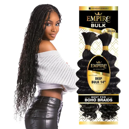 Vista 11 de Sensationnel Empire Bulk Braiding – Trenzado a Granel – Trenzas de cabello humano profundo para estilos de caja boho sin nudos o estilos de ondas