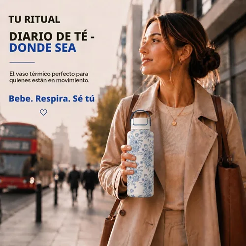 Vista 2 de Vaso de viaje con infusor de té con forro de cerámica de 32 onzas, infusor de acero inoxidable de micromalla, interior de cerámica de sabor puro