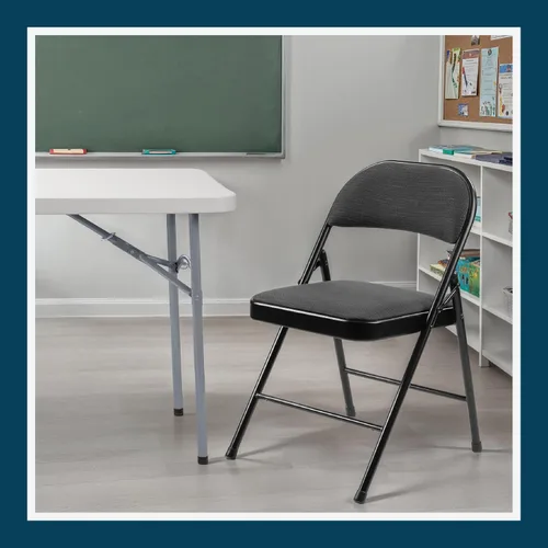 Vista 11 de OEF Furnishings OEF970 Series - Sillas plegables acolchadas de tela de alta calidad, asiento y respaldo acolchados cómodos para salas