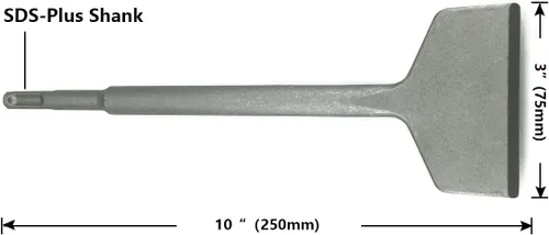 Vista 3 de SDS-Plus 3 pulgadas de ancho con manivela doblada en ángulo y cincel Thinset Scaling, SDS-Plus Shank Tile Removal Chisel Bit Thinset Raspador