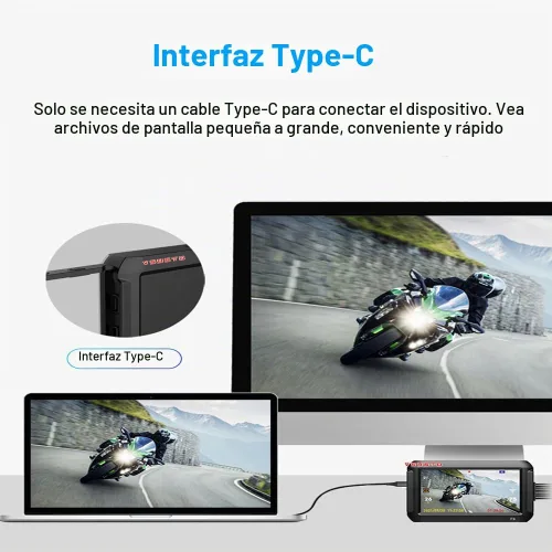 Vista 7 de VSYSTO Cámara WiFi para salpicadero de motocicleta, monitoreo de estacionamiento, GPS de 4 pulgadas, cámara de visión trasera de motocicleta