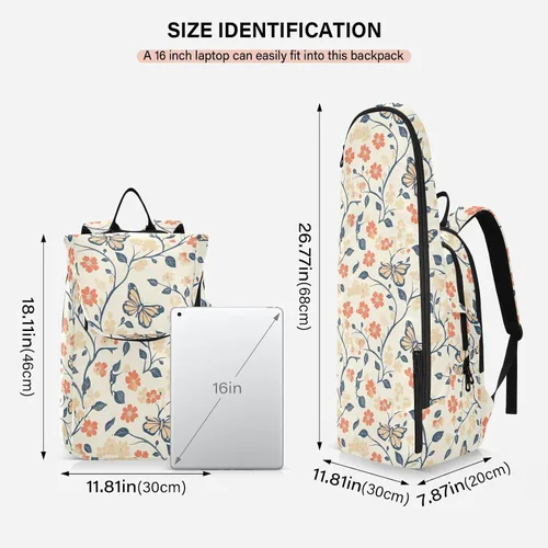 Vista 3 de Tennis Racquet Ball Bag Cute Sturdy Cartoon Butterflies Flower Light Color Tennis Bag Holds 2 Rackets for Women Men raquetas de tenis