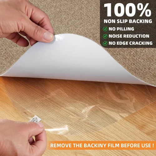 Vista 4 de Tapete para silla de oficina para suelos de madera dura de 63 x 51 pulgadas, protector de suelo de baldosas grandes, antideslizante, antiarañazos