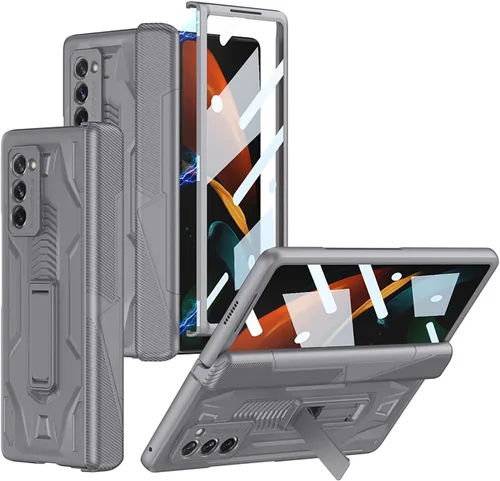 Vista 14 de Miimall Funda para Galaxy Z Fold 2 con protección de bisagra, protector de pantalla de alta transparencia, protector de bisagra magnético, soporte