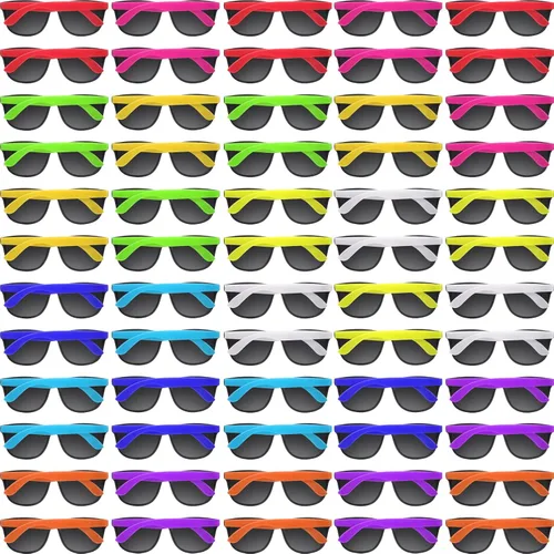 Vista 9 de [Usado] Paquete de 60 gafas de sol de neón para fiestas, 10 colores, gafas de sol