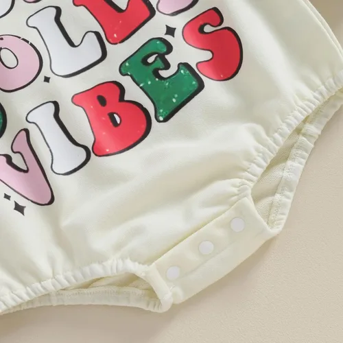 Vista 7 de Traje de Navidad para bebé recién nacido, con cuello redondo, manga larga, con burbujas, de gran