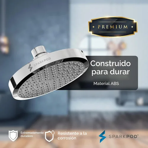 Vista 8 de SparkPod Cabezal de Ducha de Lluvia Redondo con Brazo de Extensión - Cabezal de Ducha de Altura Ajustable con Rendimiento de Alta Presión