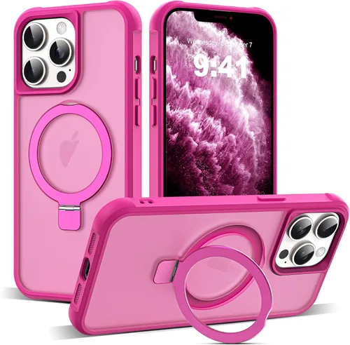 Vista 126 de SKYLMW - Funda compatible con iPhone 11 de 6.1 pulgadas, con soporte magnético invisible tipo anillo, funda translúcida de grado militar, compatible
