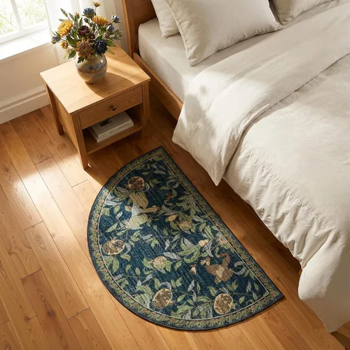 Vista 7 de jinchan Alfombra de entrada lavable vintage floral de medio círculo de 2 x Eden Azul/Verde