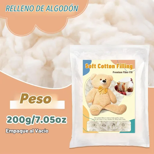 Vista 2 de ZXIIXZ 200g/0.44lb de Relleno de Algodón, (7oz-4.4 lb) Relleno Natural de Algodón para Animales de Crochet de Peluche, Relleno de Fibra Premium