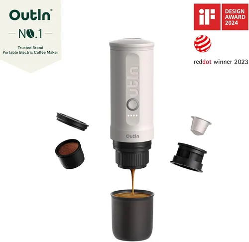 Vista 2 de OutIn Juego completo Nano Máquina de espresso portátil con accesorios de doble disparo