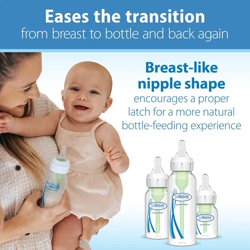 Vista 7 de Dr. Brown's Natural Flow® Anti-Colic Options+™ - Juego de regalo de botella estrecha a sorber con boquilla de silicona suave, asas de silicona
