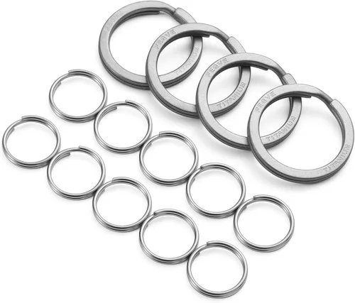 Vista 11 de FEGVE Llaveros de titanio, anillos divididos, llaveros pequeños no magnéticos, anillos de salto, 15 piezas, mezcla de 10/12/0.551 in, Negro