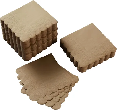 Vista 21 de 100 paquetes de servilletas de cóctel de 2 capas con borde festoneado, servilletas de postre plegadas de 5 x 5 pulgadas, servilletas desechables