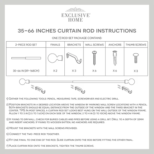 Vista 7 de Exclusive Home Wilton - Juego de cortinero y remates de 1 pulgada, bronce aceitado mate, ajustable de 35 a 66 pulgadas
