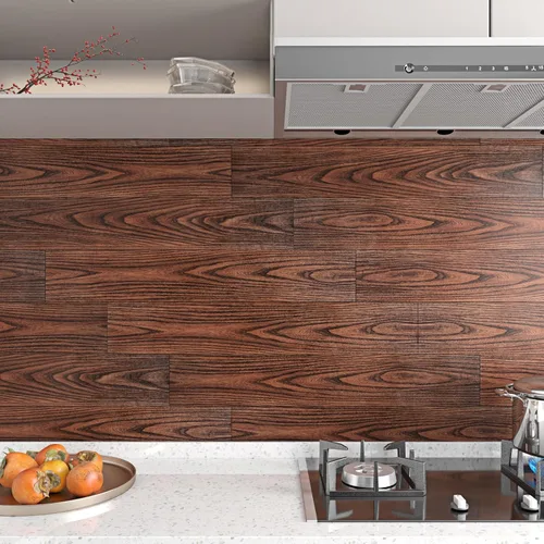 Vista 7 de FunStick Azulejos de suelo de madera marrón de 6 x 36 pulgadas, impermeables, de madera de nogal, azulejos de vinilo para despegar y pegar