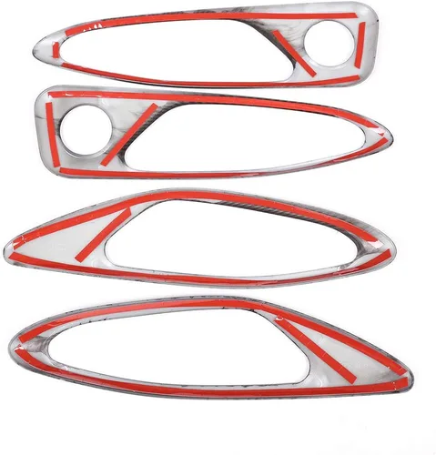 Vista 8 de Adhesivo de plástico ABS para manija de puerta interior de automóvil para Alfa Romeo Giulia 2017-2020 Accesorios de automóvil (fibra de carbono)