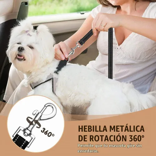 Vista 4 de SlowTon Correa de cinturón de seguridad para perro para auto, paquete de 2 arneses ajustables con amortiguador elástico, correa de 2 en 1 para a.