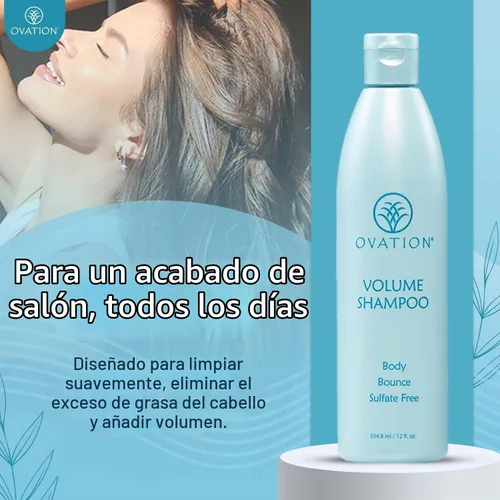 Vista 4 de Ovation Hair Champú Volumen – Para un color duradero – 12 oz – Ayuda a iluminar e hidratar el cabello teñido – Para cabello teñido – Con salvado