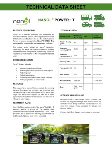 Vista 2 de Nano aditivo de aceite - Lubricante de alto rendimiento para automóviles y motores marinos - Fabricado en Finlandia - Reduce el consumo