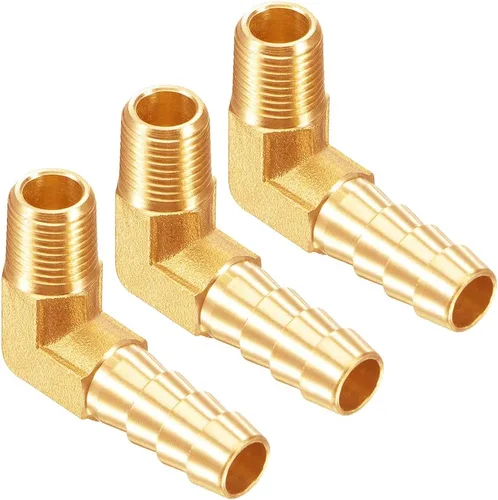 Vista 7 de Uenede 3 piezas de latón 1/2"NPT macho a 1/2" púas 90 grados codo rosca manguera de tubo púas accesorios para agua/aceite/gas