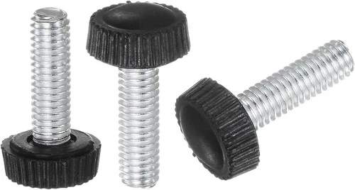 Vista 25 de uxcell 20 pomos moleteados de rosca métrica macho M4 x 0.236 in, pomos de sujeción de tornillo de pulgar, mango de plástico con perno roscado