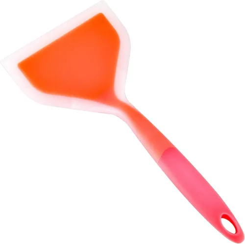 Vista 4 de Espátula ancha flexible estable y gruesa de silicona para panqueques, herramienta para hornear, utensilios de cocina para el hogar, naranja