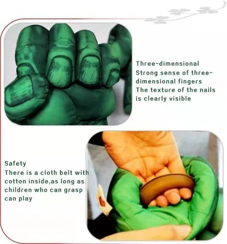 Vista 2 de andylu Guantes de manos de superhéroe, peluche suave de héroe de boxeo para niños, accesorios de disfraz de superhéroe de felpa para manos