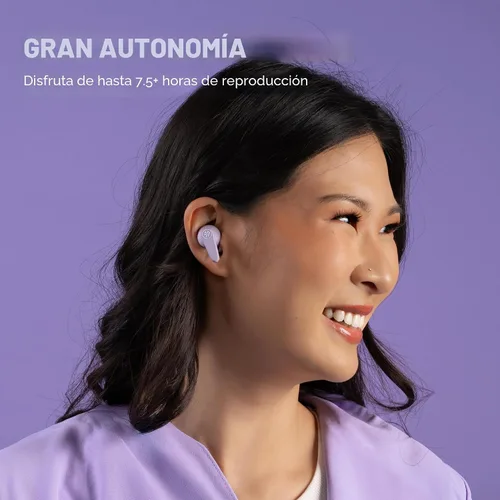 Vista 3 de JLab Go Pods ANC Auridífonos True Wireless Bluetooth con Estuche de Carga, Cancelación Activa de Ruido Híbrida + Sé Consciente para una Escucha Lila