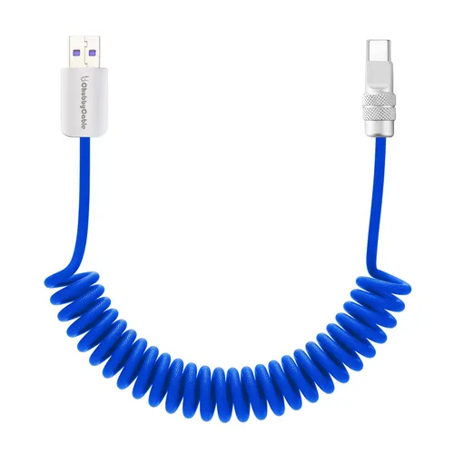 Vista 41 de chubbycable Curly Chubby - Cable de carga rápida USB C en espiral de 240 W, cable de carga retráctil trenzado duradero para automóvil compatible
